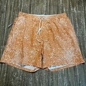 Lululemon Swimming Trunks Bathing Suit Shorts Lined Orange White Men’s Size XL